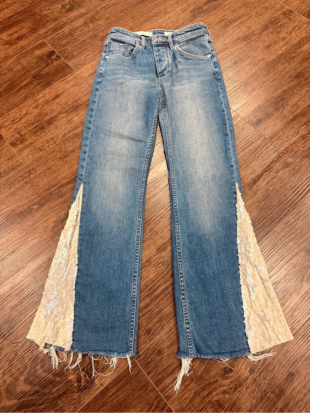 Pilcro Anthropologie Sequin Insert Jeans 25